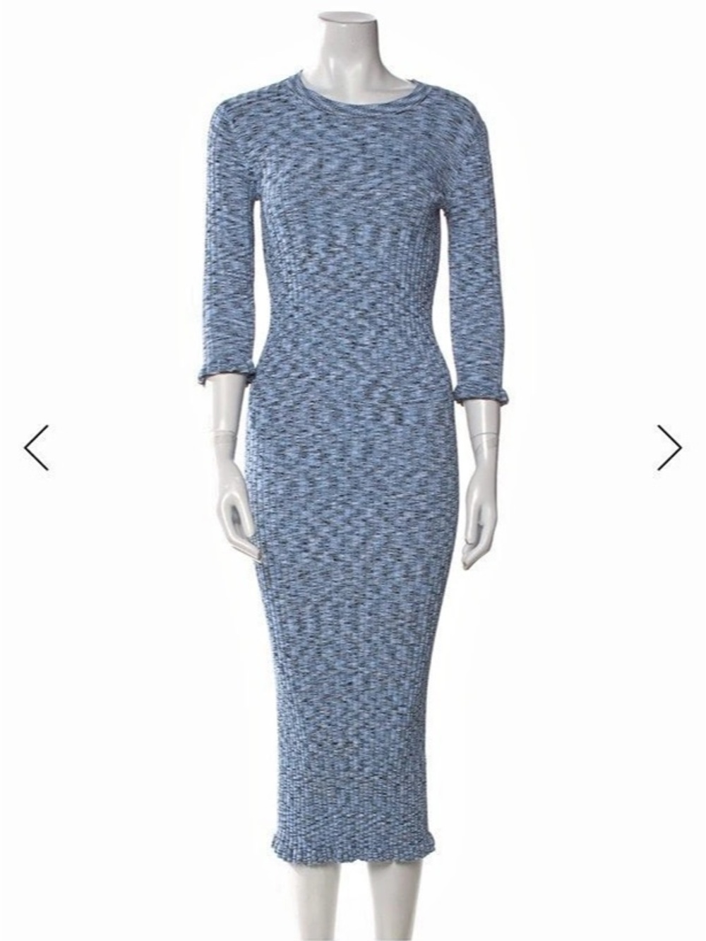 Veronica Beard Richie Space-Dyed Rib Knit Midi Dress Blue | XS